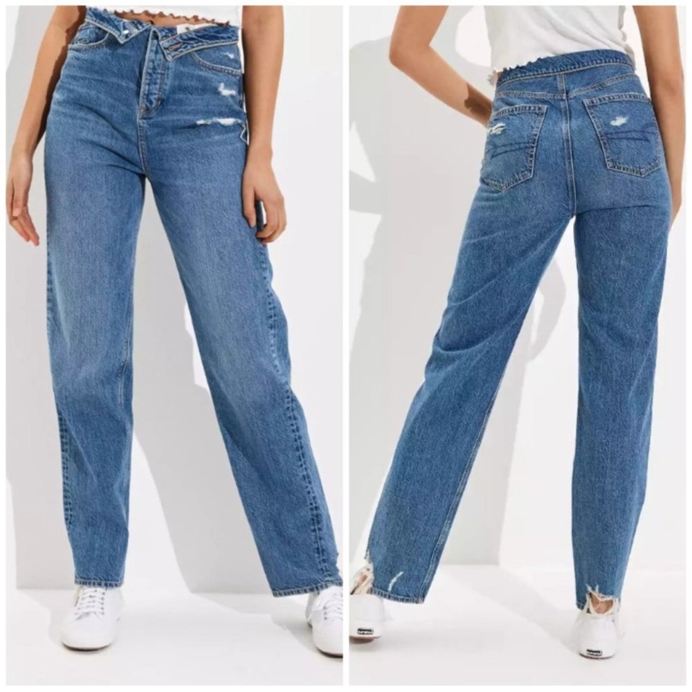 American Eagle Fold Over Waist Jeans sz4